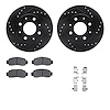 8512-59002 Drilled/Slotted Brake Rotors w/5000 Advanced Brake Pads Kit & Hardware [Black], 2000-2006 Acura/Honda, Position: Fron - image 1