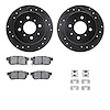 8512-59008 Drilled/Slotted Brake Rotors w/5000 Advanced Brake Pads Kit & Hardware [Black], 1989-1989 Acura/Honda, Position: Rear - image 1