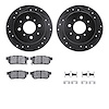 8512-59009 Drilled/Slotted Brake Rotors w/5000 Advanced Brake Pads Kit & Hardware [Black], 1988-2001 Acura/Honda, Position: Rear - image 1