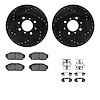 8512-59010 Drilled/Slotted Brake Rotors w/5000 Advanced Brake Pads Kit & Hardware [Black], 1988-1991 Acura/Honda, Position: Fron - image 1
