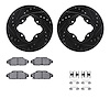 8512-59019 Drilled/Slotted Brake Rotors w/5000 Advanced Brake Pads Kit & Hardware [Black], 1990-1993 Acura/Honda, Position: Fron - image 1
