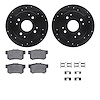 8512-59021 Drilled/Slotted Brake Rotors w/5000 Advanced Brake Pads Kit & Hardware [Black], 1992-1997 Acura/Honda, Position: Rear - image 1