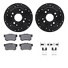 8512-59022 Drilled/Slotted Brake Rotors w/5000 Advanced Brake Pads Kit & Hardware [Black], 1997-1997 Acura/Honda, Position: Rear - image 1