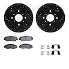 8512-59027 Drilled/Slotted Brake Rotors w/5000 Advanced Brake Pads Kit & Hardware [Black], 1998-2002 Acura/Honda, Position: Fron - image 1