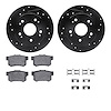 8512-59028 Drilled/Slotted Brake Rotors w/5000 Advanced Brake Pads Kit & Hardware [Black], 1997-2015 Acura/Honda, Position: Rear - image 1