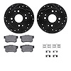 8512-59029 Drilled/Slotted Brake Rotors w/5000 Advanced Brake Pads Kit & Hardware [Black], 1998-2002 Acura/Honda, Position: Rear - image 1