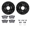 8512-59030 Drilled/Slotted Brake Rotors w/5000 Advanced Brake Pads Kit & Hardware [Black], 1998-1999 Acura/Honda, Position: Rear - image 1
