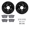 8512-59031 Drilled/Slotted Brake Rotors w/5000 Advanced Brake Pads Kit & Hardware [Black], 1997-2006 Acura/Honda, Position: Rear - image 1