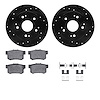 8512-59032 Drilled/Slotted Brake Rotors w/5000 Advanced Brake Pads Kit & Hardware [Black], 1998-2002 Acura/Honda, Position: Rear - image 1