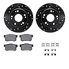 8512-59035 Drilled/Slotted Brake Rotors w/5000 Advanced Brake Pads Kit & Hardware [Black], 2003-2008 Acura/Honda, Position: Rear - image 1