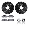 8512-59037 Drilled/Slotted Brake Rotors w/5000 Advanced Brake Pads Kit & Hardware [Black], 1991-1999 Multiple Makes/Models, Posi - image 1