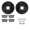 8512-59042 Drilled/Slotted Brake Rotors w/5000 Advanced Brake Pads Kit & Hardware [Black], 2001-2005 Acura/Honda, Position: Rear - image 1
