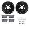 8512-59043 Drilled/Slotted Brake Rotors w/5000 Advanced Brake Pads Kit & Hardware [Black], Fits Select Acura/Honda, Position: Re - image 1