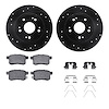 8512-59044 Drilled/Slotted Brake Rotors w/5000 Advanced Brake Pads Kit & Hardware [Black], 2008-2017 Acura/Honda, Position: Rear - image 1