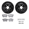 8512-59045 Drilled/Slotted Brake Rotors w/5000 Advanced Brake Pads Kit & Hardware [Black], 2010-2015 Acura/Honda, Position: Rear - image 1