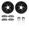 8512-59048 Drilled/Slotted Brake Rotors w/5000 Advanced Brake Pads Kit & Hardware [Black], 2013-2015 Acura/Honda, Position: Fron - image 1