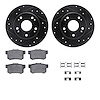 8512-59049 Drilled/Slotted Brake Rotors w/5000 Advanced Brake Pads Kit & Hardware [Black], 2011-2015 Acura/Honda, Position: Rear - image 1