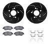 8512-59050 Drilled/Slotted Brake Rotors w/5000 Advanced Brake Pads Kit & Hardware [Black], 2012-2015 Acura/Honda, Position: Fron - image 1