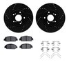 8512-59052 Drilled/Slotted Brake Rotors w/5000 Advanced Brake Pads Kit & Hardware [Black], Fits Select Acura/Honda, Position: Fr - image 2