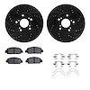 8512-59055 Drilled/Slotted Brake Rotors w/5000 Advanced Brake Pads Kit & Hardware [Black], 2014-2017 Acura/Honda, Position: Fron - image 1
