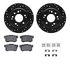 8512-59056 Drilled/Slotted Brake Rotors w/5000 Advanced Brake Pads Kit & Hardware [Black], 1995-1998 Acura/Honda, Position: Rear - image 1
