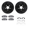 8512-59057 Drilled/Slotted Brake Rotors w/5000 Advanced Brake Pads Kit & Hardware [Black], 2003-2006 Acura/Honda, Position: Fron - image 1