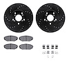 8512-59058 Drilled/Slotted Brake Rotors w/5000 Advanced Brake Pads Kit & Hardware [Black], 1999-2004 Acura/Honda, Position: Fron - image 1