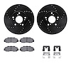 8512-59060 Drilled/Slotted Brake Rotors w/5000 Advanced Brake Pads Kit & Hardware [Black], 1998-2002 Acura/Honda, Position: Fron - image 1