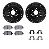 8512-59062 Drilled/Slotted Brake Rotors w/5000 Advanced Brake Pads Kit & Hardware [Black], 2001-2008 Acura/Honda, Position: Rear - image 1