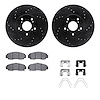 8512-59066 Drilled/Slotted Brake Rotors w/5000 Advanced Brake Pads Kit & Hardware [Black], 1999-2014 Acura/Honda, Position: Fron - image 1