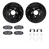 8512-59067 Drilled/Slotted Brake Rotors w/5000 Advanced Brake Pads Kit & Hardware [Black], 2005-2015 Acura/Honda, Position: Fron - image 1