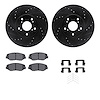 8512-59069 Drilled/Slotted Brake Rotors w/5000 Advanced Brake Pads Kit & Hardware [Black], 2003-2008 Acura/Honda, Position: Fron - image 1