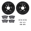 8512-59072 Drilled/Slotted Brake Rotors w/5000 Advanced Brake Pads Kit & Hardware [Black], 2002-2004 Acura/Honda, Position: Rear - image 1