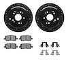 8512-59073 Drilled/Slotted Brake Rotors w/5000 Advanced Brake Pads Kit & Hardware [Black], 2002-2004 Acura/Honda, Position: Rear - image 1