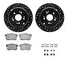 8512-59076 Drilled/Slotted Brake Rotors w/5000 Advanced Brake Pads Kit & Hardware [Black], 2005-2018 Acura/Honda, Position: Rear - image 1
