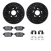 8512-59078 Drilled/Slotted Brake Rotors w/5000 Advanced Brake Pads Kit & Hardware [Black], 2006-2014 Acura/Honda, Position: Rear - image 1