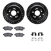 8512-59079 Drilled/Slotted Brake Rotors w/5000 Advanced Brake Pads Kit & Hardware [Black], 2005-2010 Acura/Honda, Position: Rear - image 1