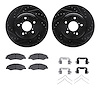 8512-59090 Drilled/Slotted Brake Rotors w/5000 Advanced Brake Pads Kit & Hardware [Black], Fits Select Acura/Honda, Position: Fr - image 1