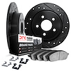 8512-59095 Drilled/Slotted Brake Rotors w/5000 Advanced Brake Pads Kit & Hardware [Black], Fits Select Acura/Honda, Position: Re - image 1
