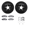8512-59101 Drilled/Slotted Brake Rotors w/5000 Advanced Brake Pads Kit & Hardware [Black], Fits Select Acura/Honda, Position: Fr - image 1