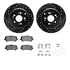 8512-59102 Drilled/Slotted Brake Rotors w/5000 Advanced Brake Pads Kit & Hardware [Black], 2007-2017 Acura/Honda, Position: Rear - image 1