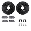 8512-59105 Drilled/Slotted Brake Rotors w/5000 Advanced Brake Pads Kit & Hardware [Black], Fits Select Acura/Honda, Position: Re - image 1