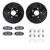 8512-59106 Drilled/Slotted Brake Rotors w/5000 Advanced Brake Pads Kit & Hardware [Black], 2016-2021 Acura/Honda, Position: Fron - image 1