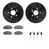 8512-59108 Drilled/Slotted Brake Rotors w/5000 Advanced Brake Pads Kit & Hardware [Black], 2016-2017 Acura/Honda, Position: Fron - image 1