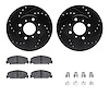 8512-59109 Drilled/Slotted Brake Rotors w/5000 Advanced Brake Pads Kit & Hardware [Black], 1990-2000 Acura/Honda, Position: Fron - image 1