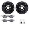 8512-59110 Drilled/Slotted Brake Rotors w/5000 Advanced Brake Pads Kit & Hardware [Black], 2019-2019 Acura/Honda, Position: Rear - image 1