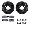 8512-59112 Drilled/Slotted Brake Rotors w/5000 Advanced Brake Pads Kit & Hardware [Black], 1983-1983 Acura/Honda, Position: Fron - image 1