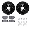 8512-59114 Drilled/Slotted Brake Rotors w/5000 Advanced Brake Pads Kit & Hardware [Black], Fits Select Acura/Honda, Position: Fr - image 1