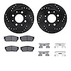 8512-59118 Drilled/Slotted Brake Rotors w/5000 Advanced Brake Pads Kit & Hardware [Black], 1984-1987 Acura/Honda, Position: Fron - image 1