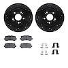 8512-59121 Drilled/Slotted Brake Rotors w/5000 Advanced Brake Pads Kit & Hardware [Black], Fits Select Acura/Honda, Position: Re - image 1